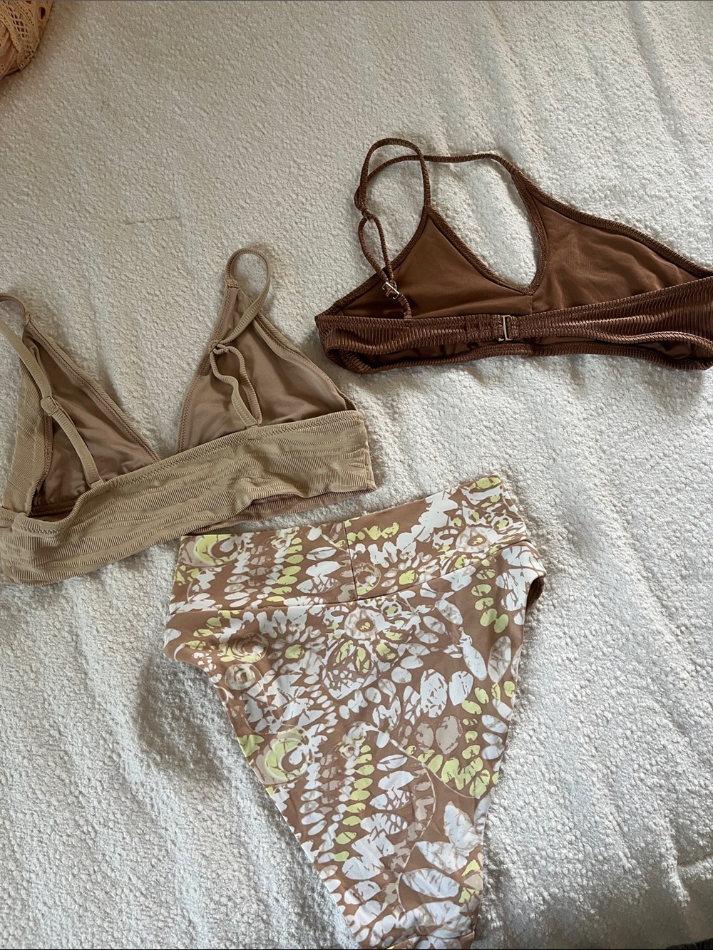 aerie Three-Piece Brown & Beige Floral Bikini Set - Picture 2 of 2